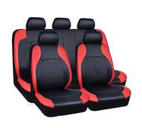 TEMKIN Universal Car Seat Covers for Opel Vauxhall Corsa 5-door/Corsa 3-door F E D C B A, Antifouling Waterproof Soft Leather Auto Seat Cover,Red