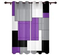 TEMLAN Abstract Art Blackout Curtains Purple Black Gray Mosaic Lattice Eyelet Curtains for Living Room Bedroom, Grommet Top Thermal Insulated Window Treatments (140 x 160cm)