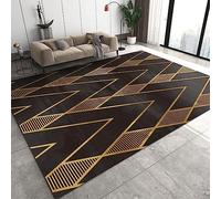 TEMLAN Abstract Gold Lines Geometric Area Rug Rhombus Black Triangle Machine Washable Carpet for Living Room Bedroom Dining Room Farmhouse Laundry Room Bathroom 180 x 240 cm