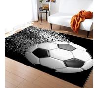 TEMLAN Black And White Football Area Rug Art Fragments Shock Football Outdoor Indoor Washable Rug for Floor Mat Indoor Throw Rugs Soft Mats for Bedroom Living Room Kids Room 80 x 150 cm