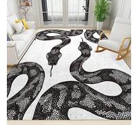 TEMLAN Black White Snake Area Rug Snake Violence Retro Aesthetics Washable Floor Carpet, Soft and Plush Mats for Living Room Bedroom 120 x 180 cm