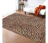 TEMLAN Brown Animal Leopard Print Area Rug Retro Traditional Light Luxury Rugs Non-Slip Floor Mat for Living Room Bedroom Dining Room Farmhouse Laundry Room Bathroom 60 x 110 cm