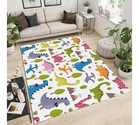 TEMLAN Cartoon Colorful Dinosaur Area Rug Volcano Green Trees Cactus Rugs Non-Slip Floor Mat for Living Room Bedroom Dining Room Farmhouse Laundry Room Bathroom 60 x 110 cm
