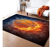 TEMLAN Flame Basketball Area Rug Cool Smoke Basketball Sports Rugs Living Room for Bedroom Dining Home Office Soft Rugs Carpets 70 x 140 cm