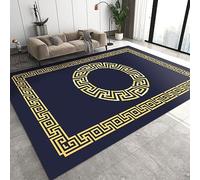 TEMLAN Gold Greek Key Pattern Area Rug Retro Abstract Light Luxury Floor Rugs Doormat Living Room Home Decor, Carpets Area Mats for Kids Boys Girls Bedroom 50 x 80 cm