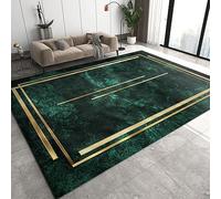 TEMLAN Green Golden Marble Area Rug Nordic Luxury Emerald-Green Washable Floor Carpet, Soft and Plush Mats for Living Room Bedroom 120 x 180 cm