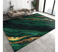 TEMLAN Nordic Modern Jade Green Marble Area Rug Luxury Green Wave Gold Texture Machine Washable Carpet for Living Room Bedroom Dining Room Farmhouse Laundry Room Bathroom 180 x 240 cm