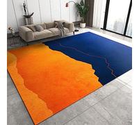 TEMLAN Orange Blue Stitching Area Rug European Luxury Orange Blue Gradient Washable Floor Carpet, Soft and Plush Mats for Living Room Bedroom 120 x 180 cm