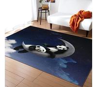 TEMLAN Panda Moon Starry Sky Area Rug Star Blank Cloud Super Rugs Non-Slip Floor Mat for Living Room Bedroom Dining Room Farmhouse Laundry Room Bathroom 60 x 110 cm
