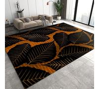 TEMLAN Vintage Black Orange Leaves Area Rug Line Texture Art Outdoor Indoor Washable Rug for Floor Mat Indoor Throw Rugs Soft Mats for Bedroom Living Room Kids Room 80 x 150 cm