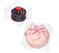 TEMLQPACK 100pcs Clear Single Chocolate Covered Ore Cookies Macaron Box for Wedding Favors Baby Shower 2.17"×2.17"×1.38" Inch Party Favor Box for Candy Chocolate Donut