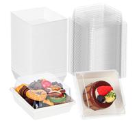 TEMLQPACK 50Pack 4 Inch Charcuterie & Cookies Boxes with Clear Lids - Bakery, Chocolate Covered Strawberries, Mini Cake, Pie & Cinnamon Roll Treat Boxes for Parties