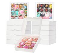 TEMLQPACK 50pcs 8x8x2 Inches White Bakery Boxes with Window Cookies Boxes Chocolate Covered Strawberries Boxes Pretzel Boxes Cakesicle Browines Boxes Treat Boxes for Christmas