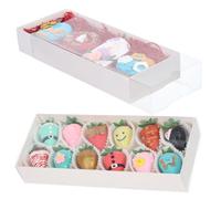 TEMLQPACK 8Pcs 12x 4.8 x 2 Inches Chocolate Covered Strawberries Bakery Boxes with Window for Macaron Cookies Chocolate Cakesickle Boxes for Christmas Valentine's Easter Mother's Day