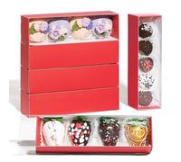 TEMLQPACK Bakery Packaging Supplies: 12Pack Red Chocolate Covered Strawberry Box for 4, Macaron Boxes for 8, Long Treat Box for Truffles, Cookies, Ores, Chocolate Cocoa Bombs & Cake Ball