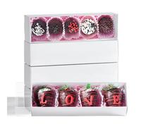 TEMLQPACK Bakery Packaging Supplies: 12Pack White Chocolate Covered Strawberry Box for 4, Macaron Boxes for 8, Long Treat Box for Truffles, Cookies, Ores, Chocolate Cocoa Bombs & Cake Ball