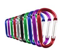 Temlum 10pcs Carabiner Clips Aluminum D-Ring Clip Small Snap Hook for Keys, Backpack, Dog Leash, Fishing, Hiking (2.2 x 4 cm)