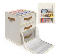 Temlum Large Yarn Storage Organizer, Crochet Organizer Box Yarn Holder Case for Crochet Hooks, Knitting Needles, Crochet Accessories