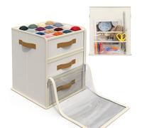 Temlum Yarn Storage Organizer with 3 Removable Trays, Large Yarn Storage Container with Adjustable Dividers Crochet Storage for Yarns, Crochet Hooks, Knitting Needles, Crochet Accessories