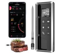 TEMMIO Meat Thermometer Digital - Instant Read Grill Food Thermometer Wireless, 0.19In Ultra-Thin Dual Sensor Probe, 5.2 Bluetooth 800ft App Alerts, IP67 Waterproof for BBQ, Oven, Kitchen