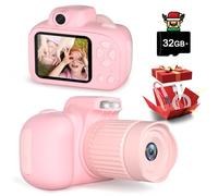Temodu Kids Camera, Christmas Birthday Gifts for Girls Boys, Digital Camera for Kids Toddler, Kids Selfie Camera, Video Camcorder Camera Toys 3 4 5 6 7 8 9 10 Year Old Girls with 32GB SD Card - Pink