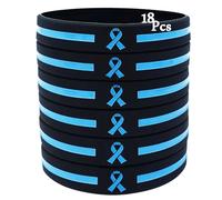 Temogole 18Pcs Prostate Cancer Awareness Bracelets Bulk Items Accessories Light Blue Awareness Ribbon Silicone Wristband Men's Health ALS Awareness Unisex Wristbands for Men Women Blue