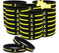 Temogole 36Pcs Support for Troops Bracelets Bulk Items Accessories Yellow Awareness Ribbon Silicone Wristband Suicide Prevention Liver Cancer Awareness Unisex Wristbands for Men Women Yellow