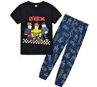 Temolie Boys Game Pyjama Sets Short Sleeve T-shirt And Trousers Pajamas Cotton Black Pjs 6-12 Years