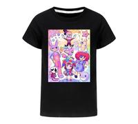 Temolie Cartoon Print Amazing Girls Digital T-Shirt Circus Unisex Kids Girl Boy Sweatshirt Cotton Top for Children 3-13 Years Black