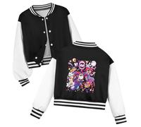 Temolie Digital Circus Girls Button up Jacket Baseball Jersey Kids Long Sleeve Button up Sweatshirt Pomni Jax Ragatha Fans Merch Tops Streetwear Black
