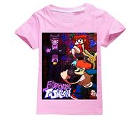Temolie Friday Night Funkin T-Shirt Yutuber Boys Kids Game Fans Sport Tops Girls Casual Short Sweatshirt(Pink,9-10Years)
