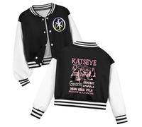 Temolie KATSEYE Girls Baseball Jersey Kids Long Sleeve Button up Jacket Sweatshirt Music Album Graphic Katseye Merch Black