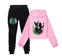 Temolie Movie Girls Hoodie Elphaba Girls Long Sleeve Pullover and Pants 2pcs/Sets Kids Sweatshirt Ages 6 To 13 Years Tracksuits (UK, Age, 7 Years, 8 Years, Regular, pink)