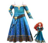 Temolie Princess Merida Girls Fancy Dress Up Cosplay Party Kids Brave Fairytale Book Childrens Halloween Slip Dressess Costume Outfi (green, 7-8 Years)