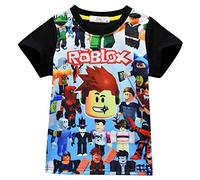 Temolie Roblox Boys T-Shirt Ages 4-10, Gamer Girls Fashion Top, Childrens 3D Clothes, Kids Birthday Gift (Black, 6-7 Years)