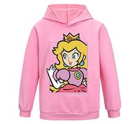 Temolie The Super Hero Bros Movie Hoodie Girls Cute Princess Peach Pullover Hooded Kids Cartoon Print Sweatshirt Sweater for Child 4-12Years