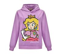 Temolie The Super Hero Bros Movie Hoodie Girls Cute Princess Peach Pullover Hooded Kids Cartoon Print Sweatshirt Sweater for Child 4-12Years