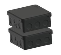 Temolink Junction Box with Screwless Cover, IP65 Waterproof, UV Resistant, Upgraded Rubber Coating Tech, Electrical Cable Connectors Enclosure for Outdoor Garden Patio, Pack of 2, Black