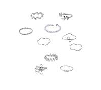 TEMOOUES 10 Pieces Unique Floral Leaf Vine Faux Pearls Rings Trendy Finger Accessories Fashion Jewelry For Women And Girls Fashion Jewelry For Women