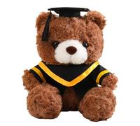 TEMOOUES 23cm Plush Graduation Bear With Soft PP Cotton Filling Soft Plush Doctor Bear For Comfort And Celebration Student Graduation Toy