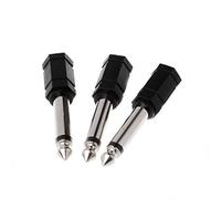 TEMOOUES 3 Pcs 6.35mm 1/4" Mono Plug To 1/8" 3.5mm Female O Converter Adapter Adapter Converter Plug Socket Charger Panel Mount Solder Cable Wire Cord Connector Junction Box Power Supply Outlet