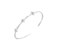 TEMOOUES Adjustable Open Cuff with Shining Star Accent Lightweight Wristband Alloy Fashion Accessory Gift Versatile Everyday Jewelry