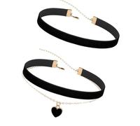 TEMOOUES Allergy Resistant Black Textile Necklace Pair With 30cm+5cm Chain Sturdy Materials For Sensitive Allergy Resistant Fabric Necklace