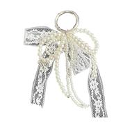TEMOOUES Butterfly Bows Keychain Charm Imitation Pearls Beaded Bowknot Pendant Keyring Bag Decoration for Fashion Enthusiasts