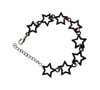 TEMOOUES Charming Y2K Featuring Large Hollowed Out Star Delicate Beads Patchwork Bangles for Women Couples Bead Patchwork