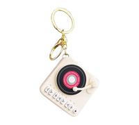 TEMOOUES Compactly Turntables Player Keychain Pendants With Builts In Tune Ideal For Gift And Accessories Vintage Styles Portable Music
