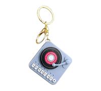 TEMOOUES Compactly Turntables Player Keychain Pendants With Builts In Tune Ideal For Gift And Accessories Vintage Styles Portable Music