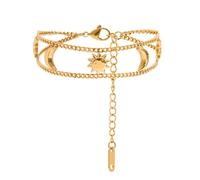 TEMOOUES Double Layer Sun and Designs Stainless Steel Chain Fashion Wrist Accessory Suitable for Everyday Wear Sun and Jewelry
