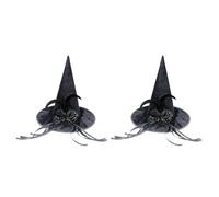 TEMOOUES Elegant Witch Hat Velvety With Color Ribbon Roses Accent For Halloween Costume Parties Halloween Role Plays Hat With Gauze Flower