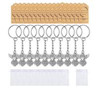 TEMOOUES First Communion Bundle Charm Keychains Sturdy Kirsite Design With Thank You Labels And Natural Twine Religious Event Decorations